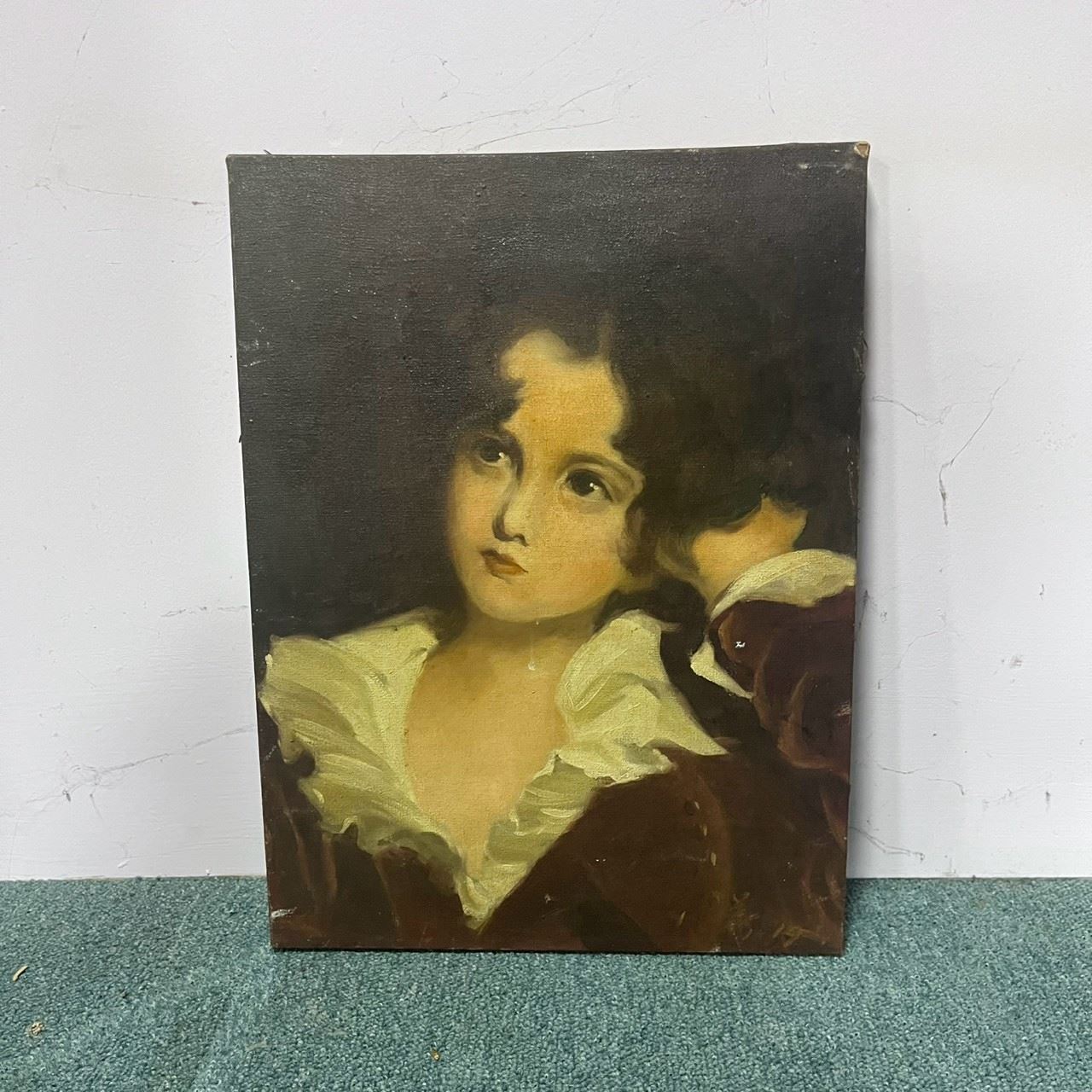 Oil painting - Circa 1960s-80s. Reproduction of a detail of The Red Boy.《紅衣男孩》局部油畫複製品 - 約1960至1980年代
